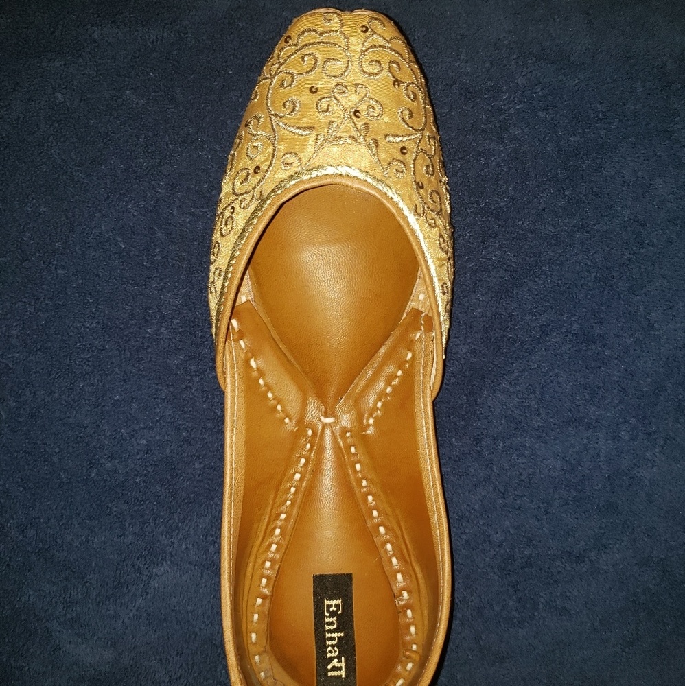 Gold Embroidered Women's Shoes